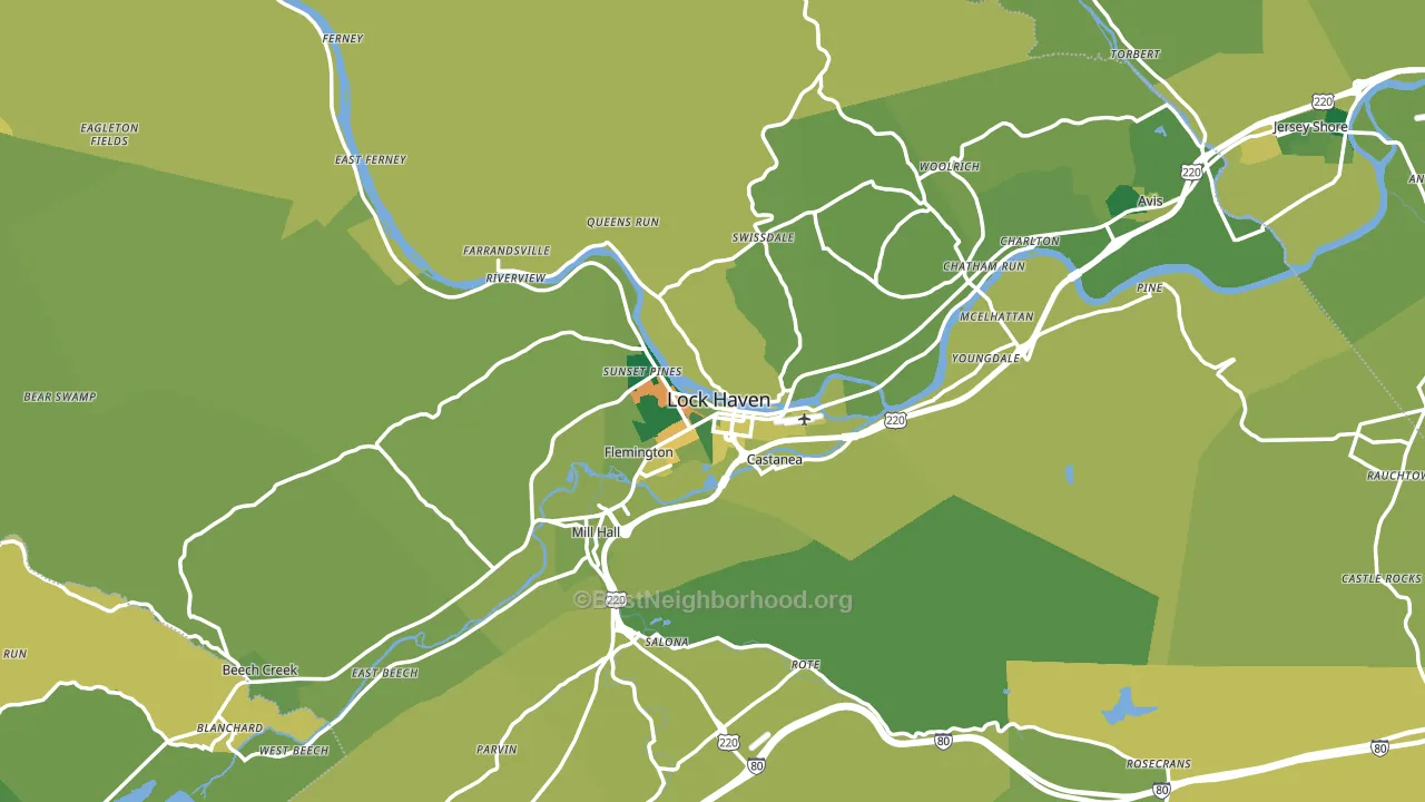 Clinton County, PA block-group voter-turnout map