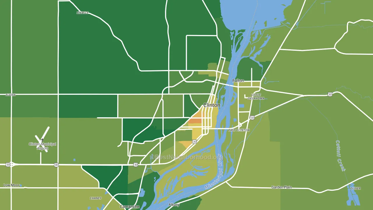 Clinton, IA block-group voter-turnout map