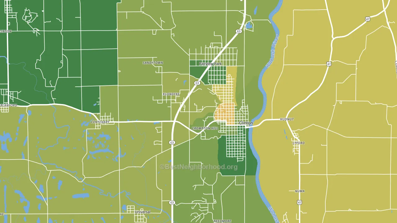 Clinton, IN block-group voter-turnout map