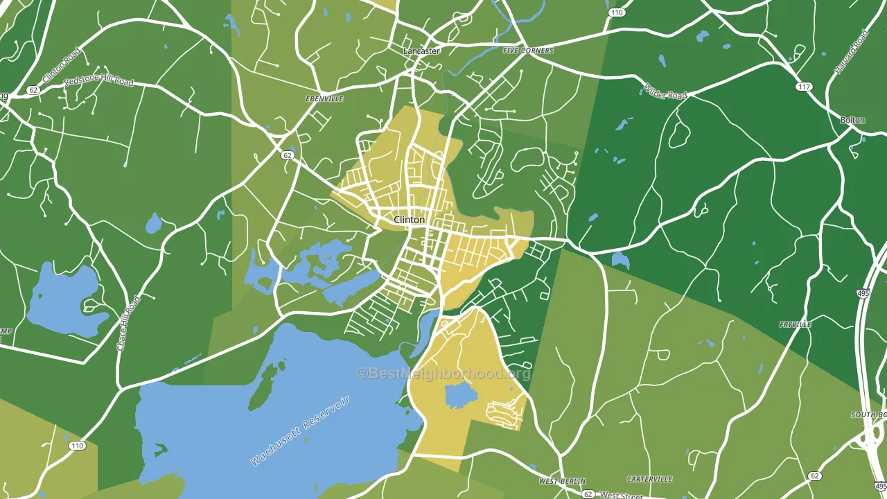 Clinton, MA block-group voter-turnout map