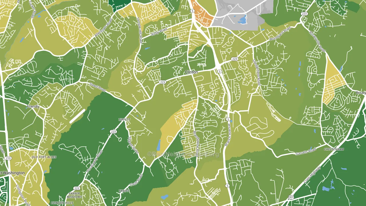 Clinton, MD block-group voter-turnout map