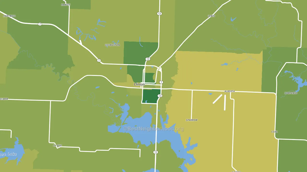 Clinton, MO block-group voter-turnout map