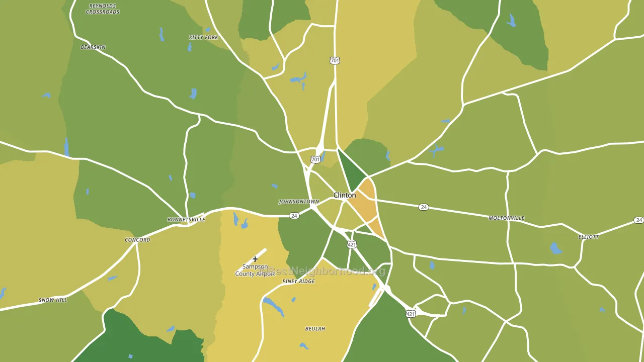 Clinton, NC block-group voter-turnout map