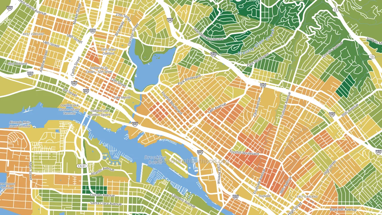 Clinton, Oakland, CA block-group voter-turnout map