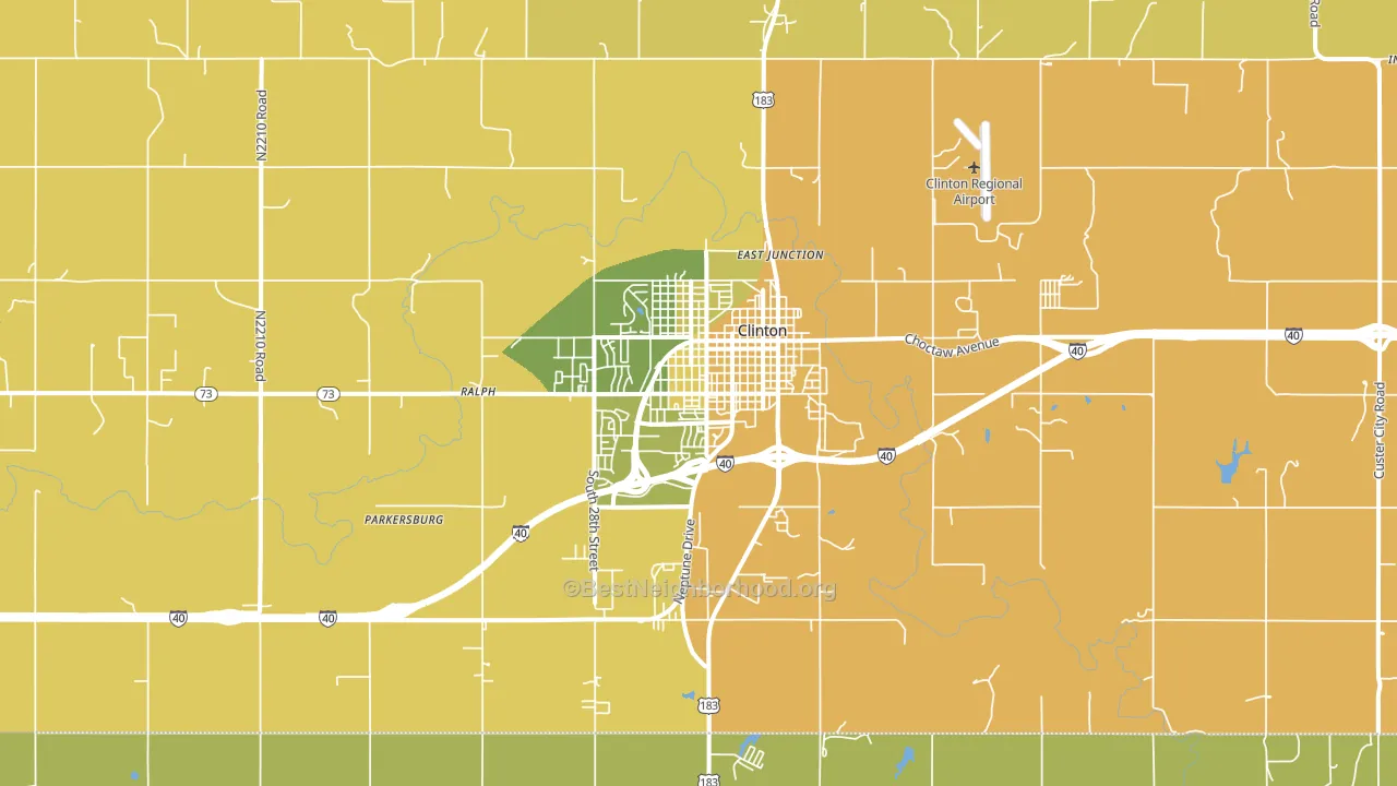 Clinton, OK block-group voter-turnout map