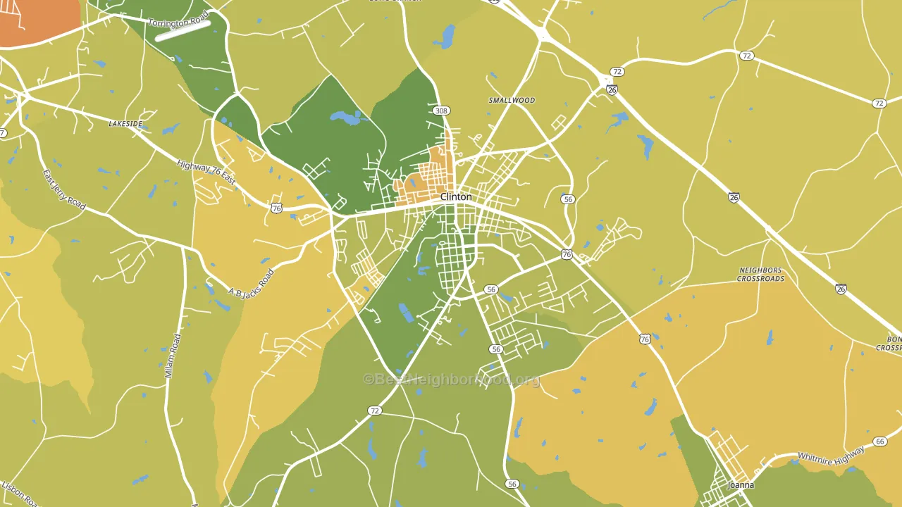 Clinton, SC block-group voter-turnout map