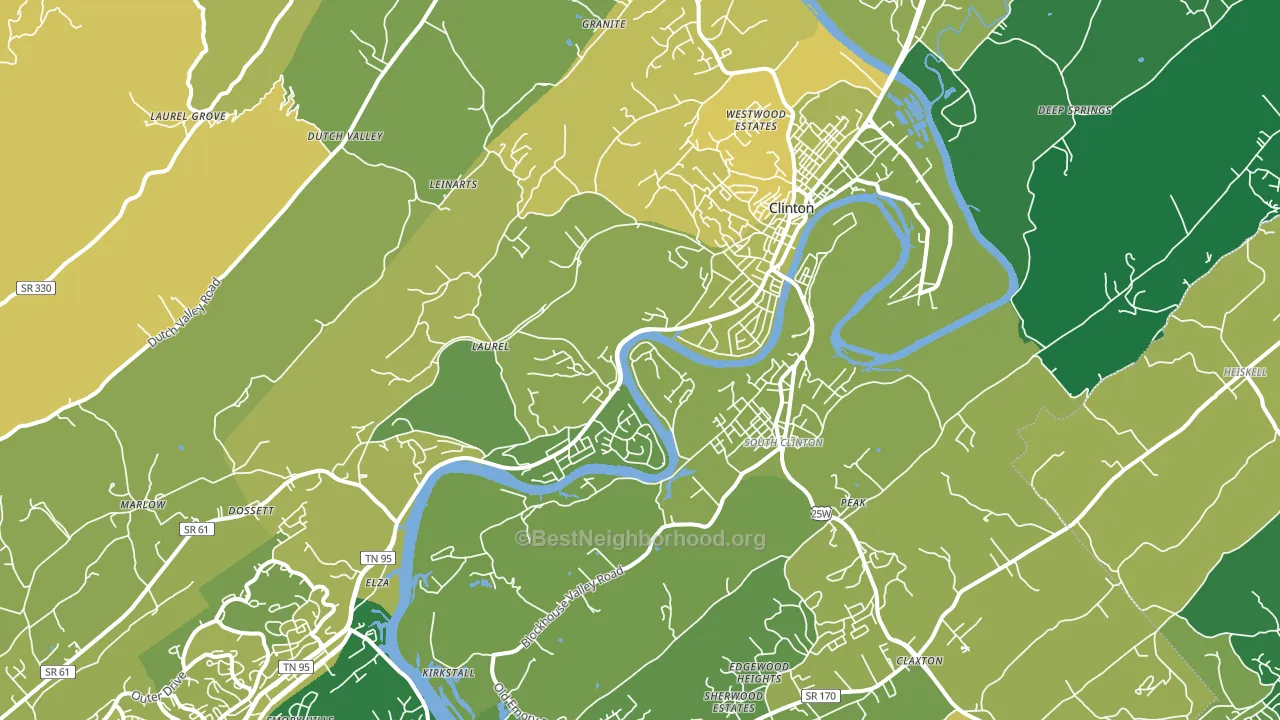 Clinton, TN block-group voter-turnout map