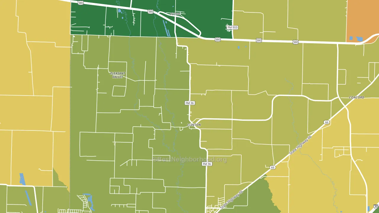 Clinton, TX block-group voter-turnout map