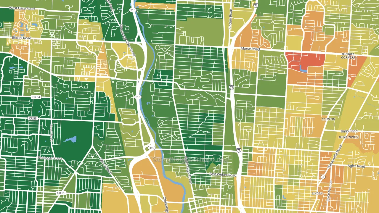 Clintonville, Columbus, OH block-group voter-turnout map