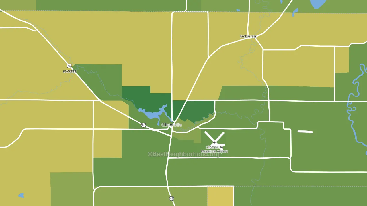 Clintonville, WI block-group voter-turnout map