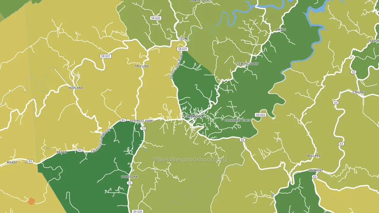 Clintwood, VA block-group voter-turnout map