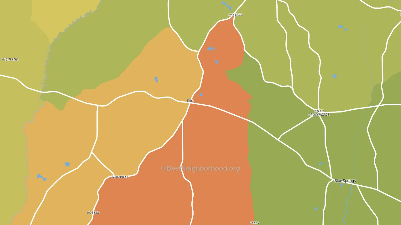 Clio, AL block-group voter-turnout map
