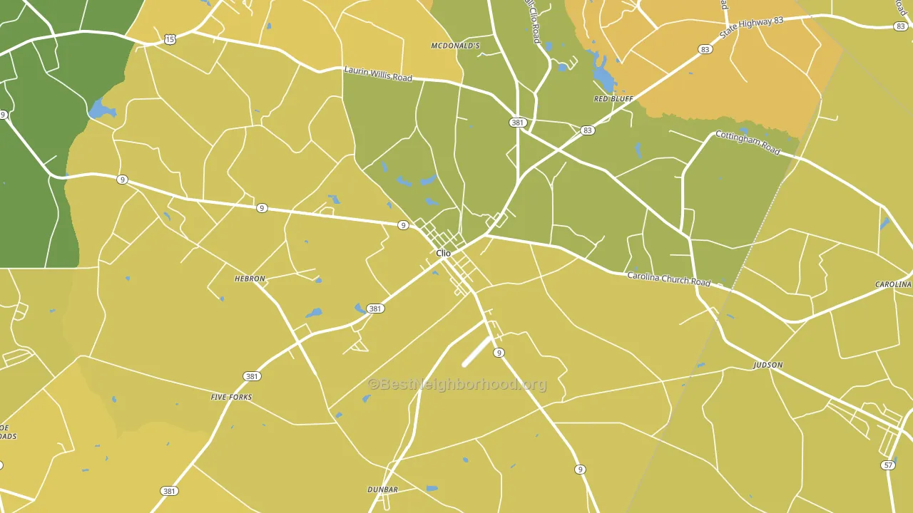 Clio, SC block-group voter-turnout map