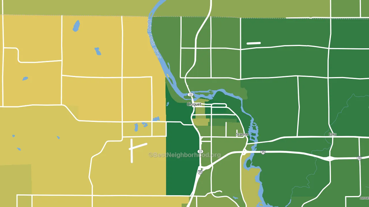 Cloquet, MN block-group voter-turnout map