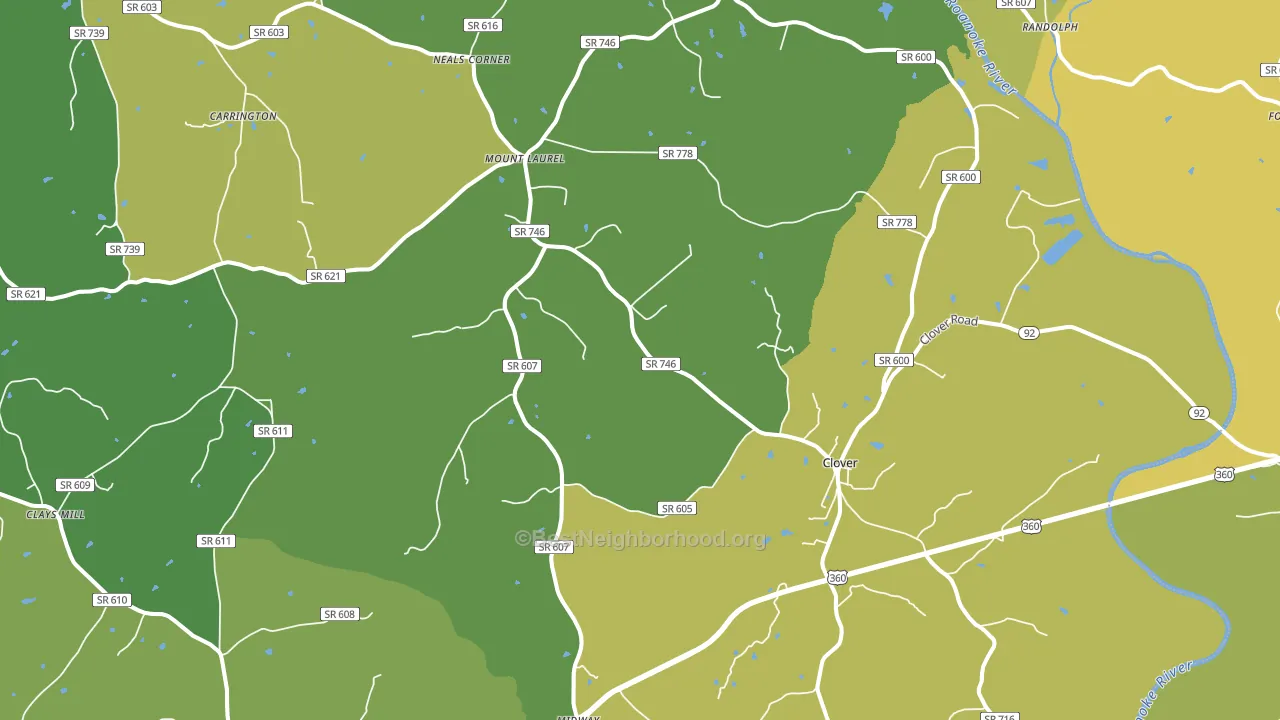 Clover, VA block-group voter-turnout map