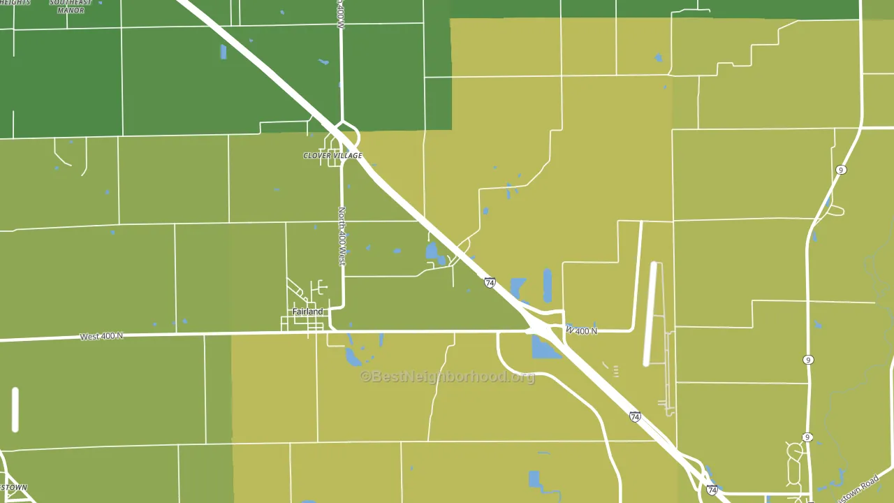 Clover Village, IN block-group voter-turnout map