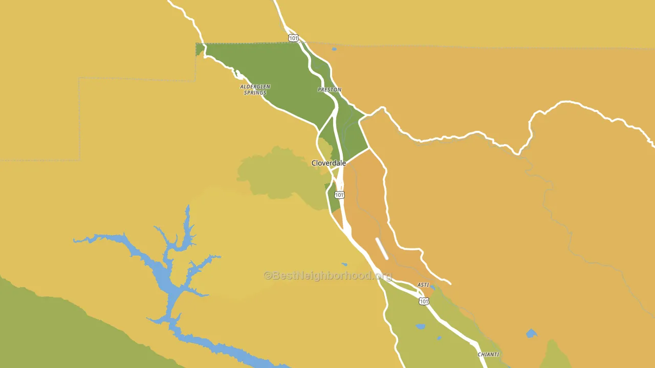 Cloverdale, CA block-group voter-turnout map