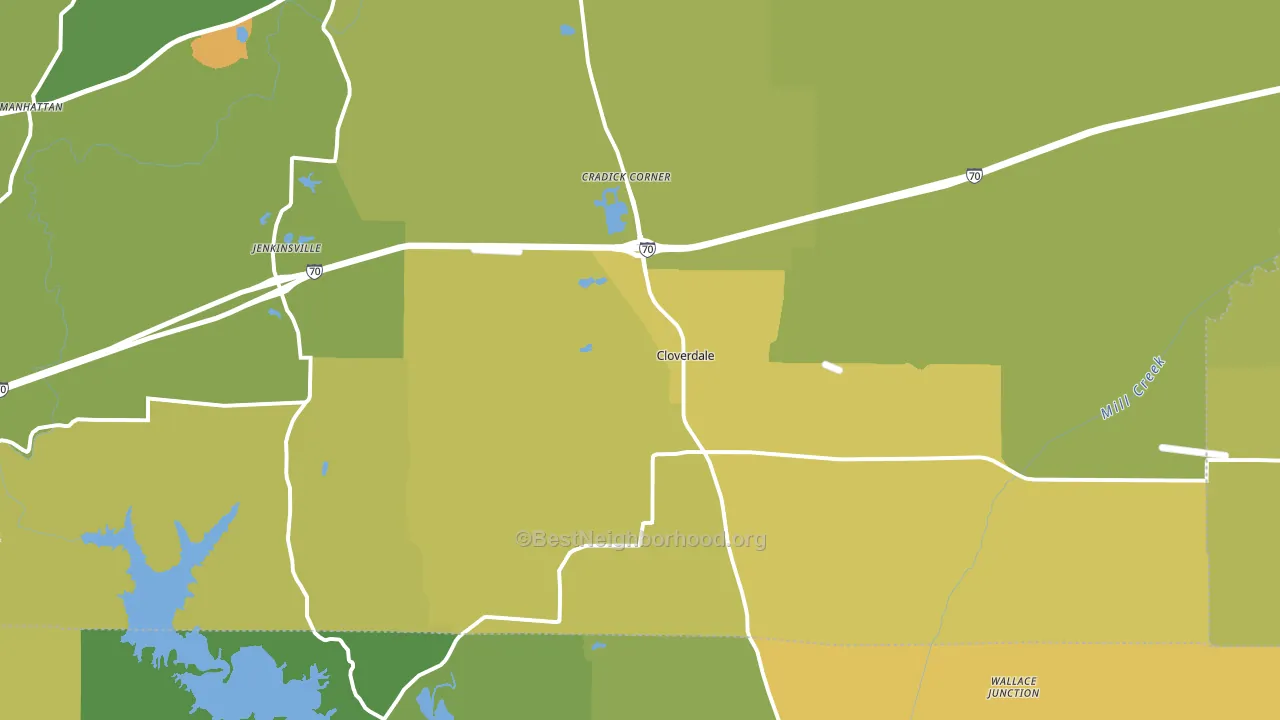 Cloverdale, IN block-group voter-turnout map