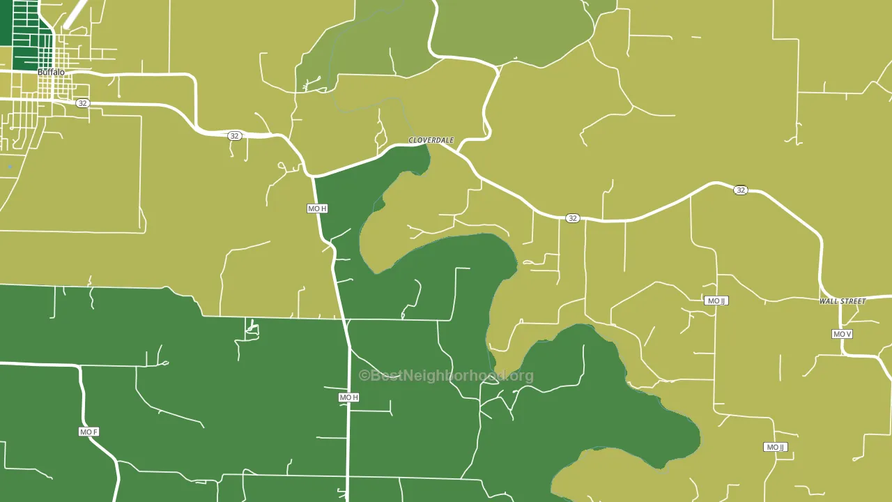 Cloverdale, MO block-group voter-turnout map