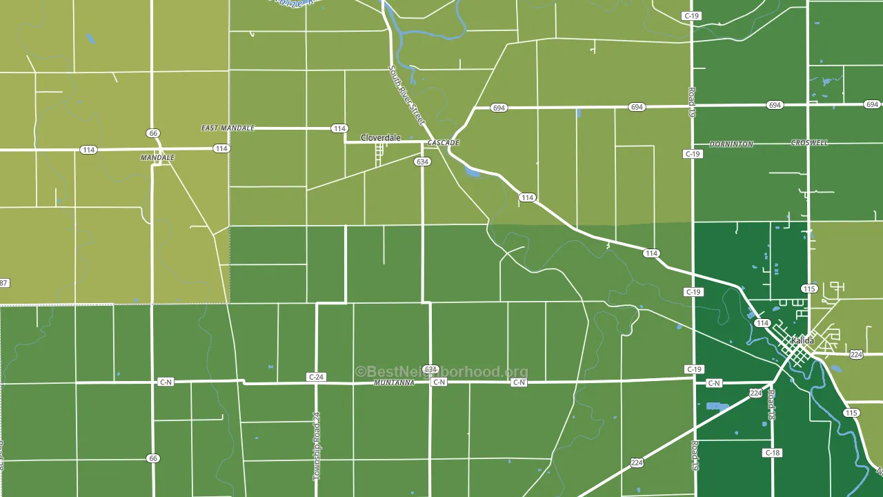 Cloverdale, OH block-group voter-turnout map