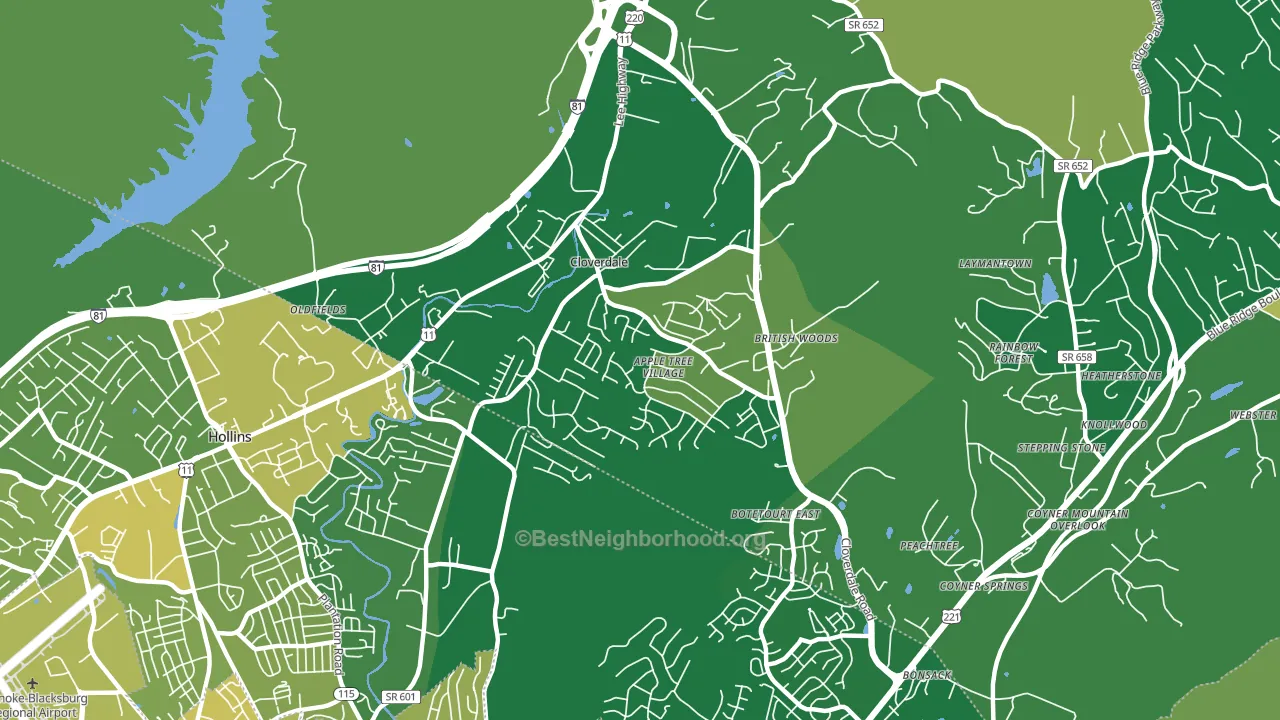 Cloverdale, VA block-group voter-turnout map