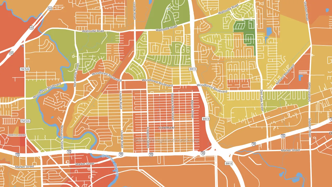 Cloverleaf, TX block-group voter-turnout map
