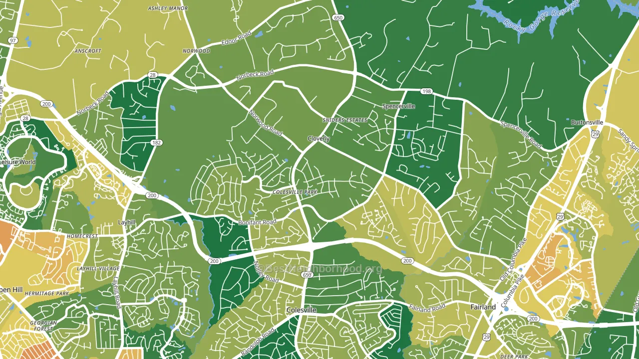 Cloverly, MD block-group voter-turnout map