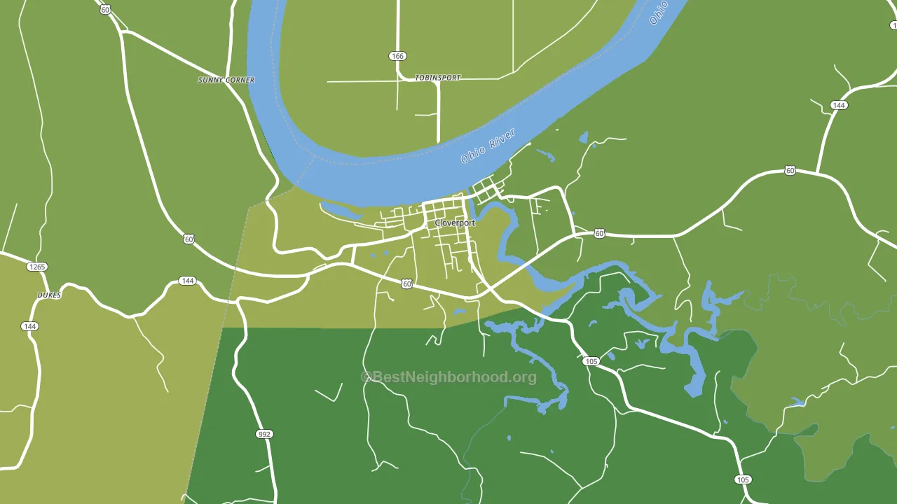 Cloverport, KY block-group voter-turnout map