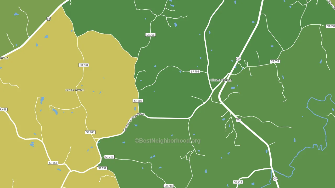Cluster Springs, VA block-group voter-turnout map