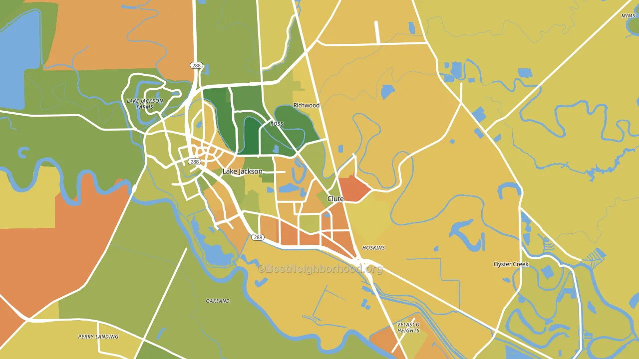 Clute, TX block-group voter-turnout map