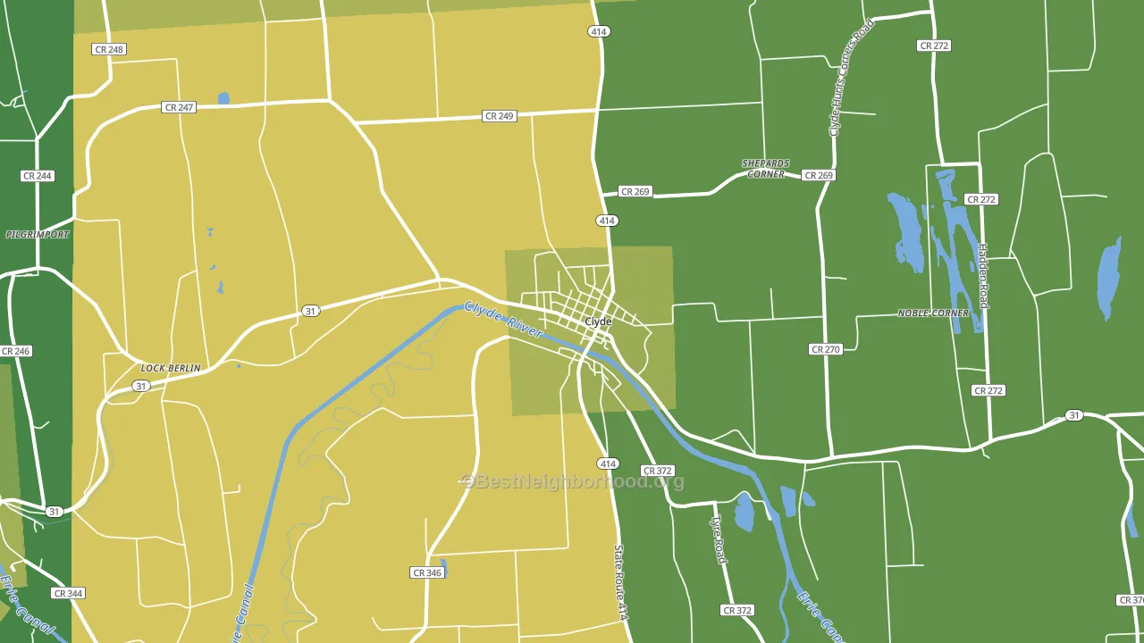 Clyde, NY block-group voter-turnout map