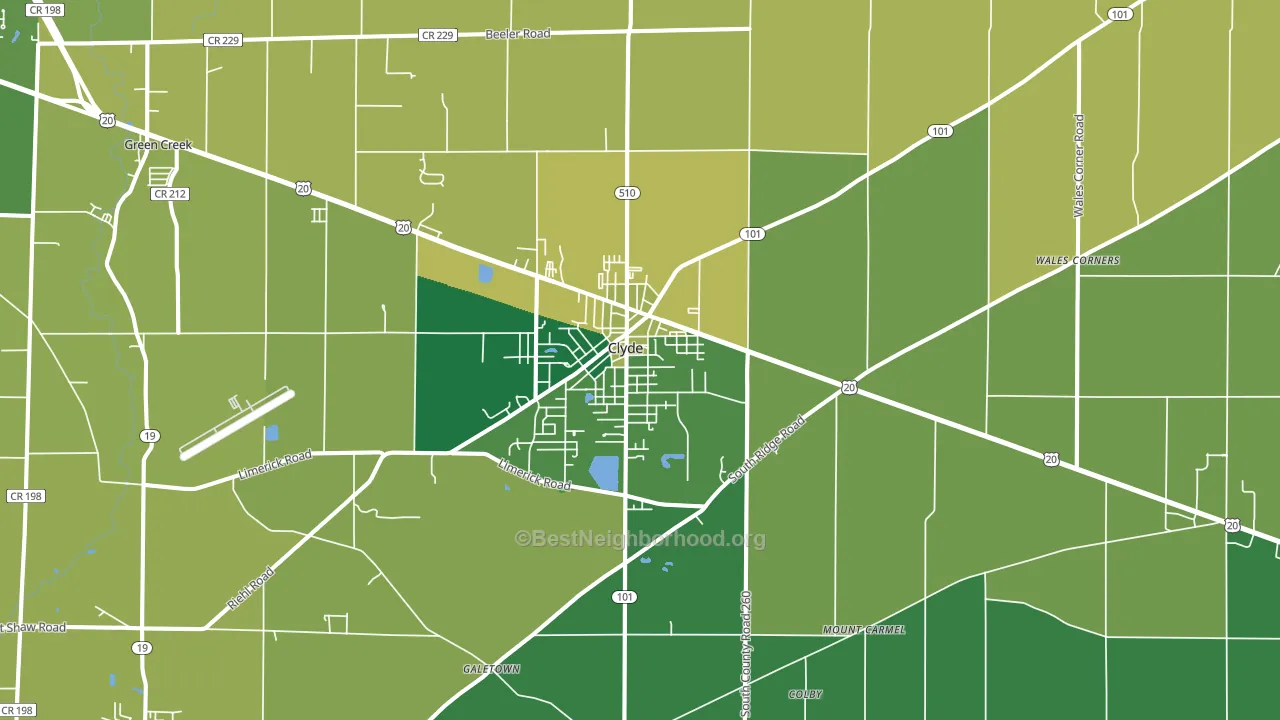 Clyde, OH block-group voter-turnout map