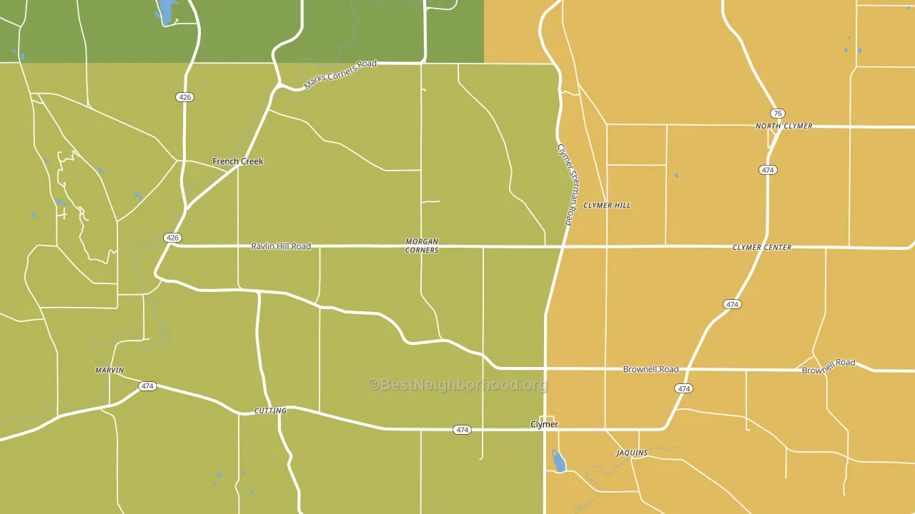 Clymer, NY block-group voter-turnout map