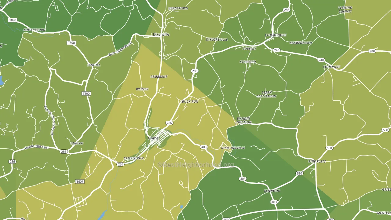 Clymer, PA block-group voter-turnout map