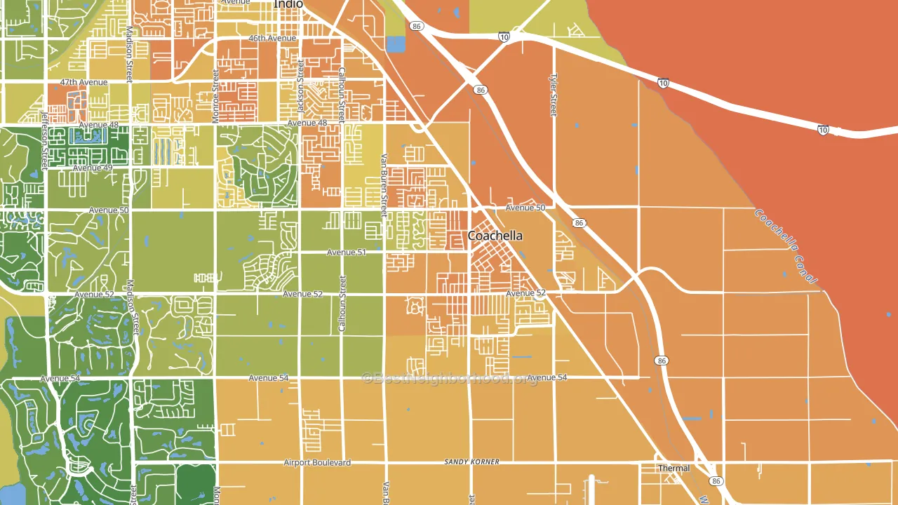Coachella, CA block-group voter-turnout map