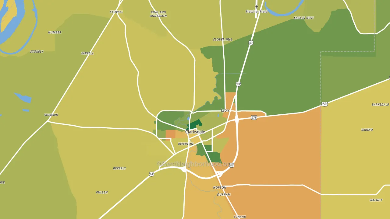 Coahoma County, MS block-group voter-turnout map