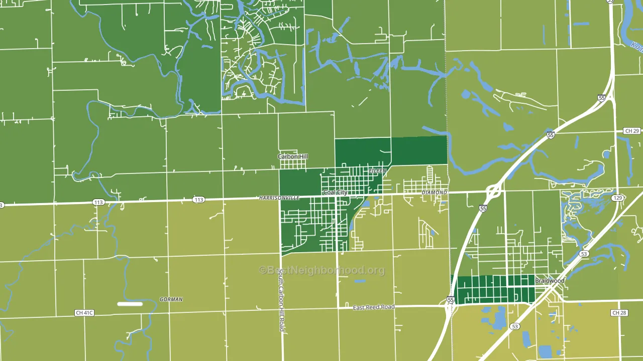 Coal City, IL block-group voter-turnout map
