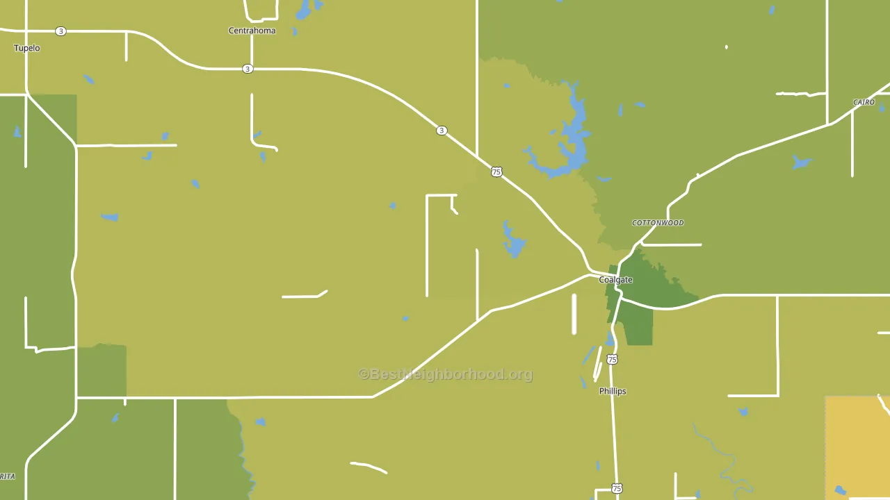 Coal County, OK block-group voter-turnout map