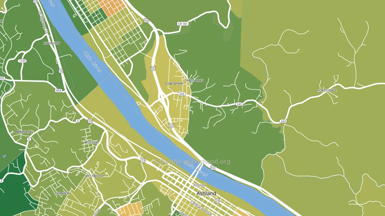 Coal Grove, OH block-group voter-turnout map