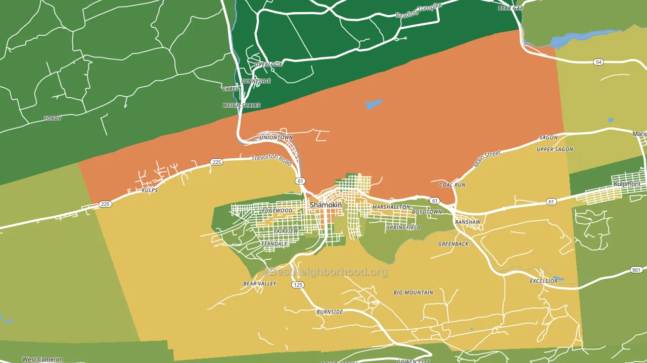 Coal Township, PA block-group voter-turnout map