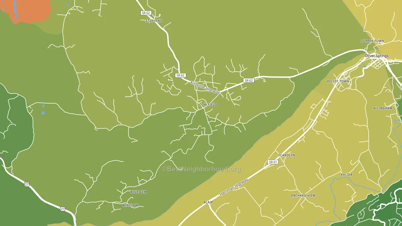 Coalfield, TN block-group voter-turnout map