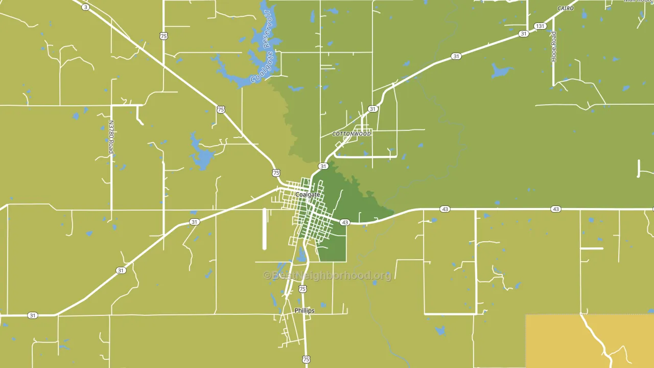 Coalgate, OK block-group voter-turnout map