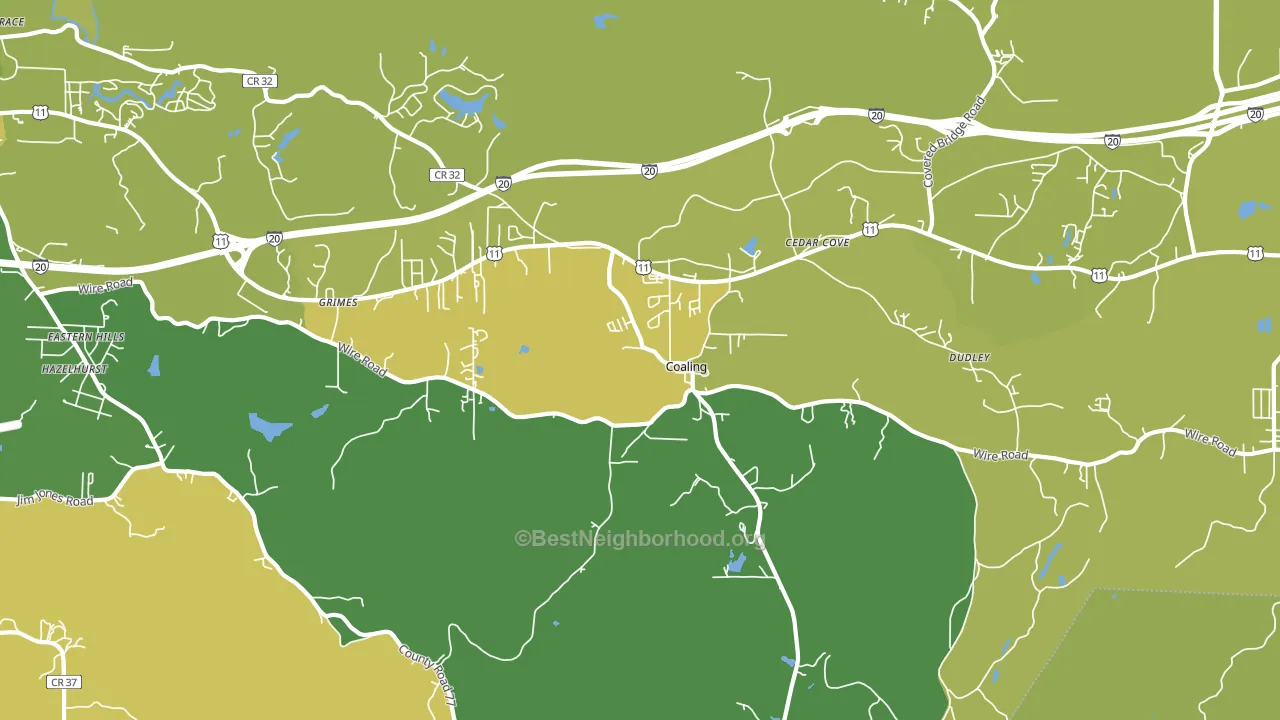 Coaling, AL block-group voter-turnout map