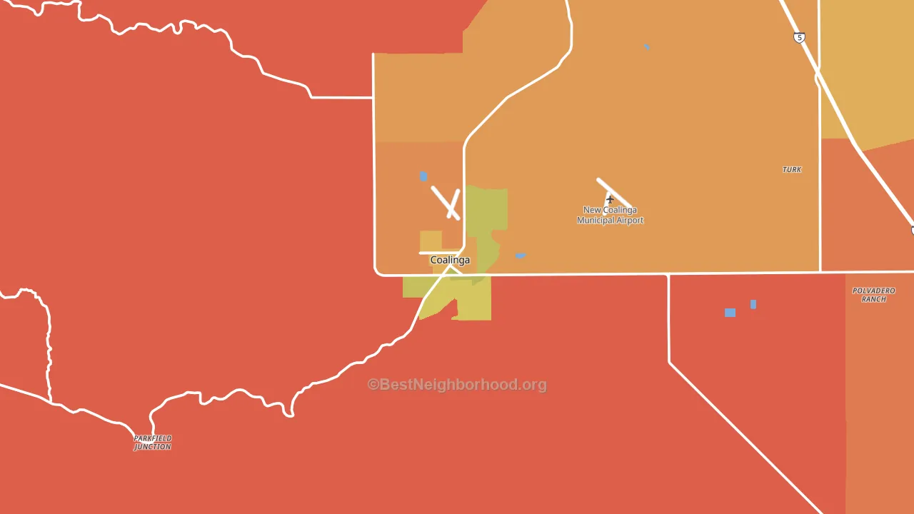 Coalinga, CA block-group voter-turnout map