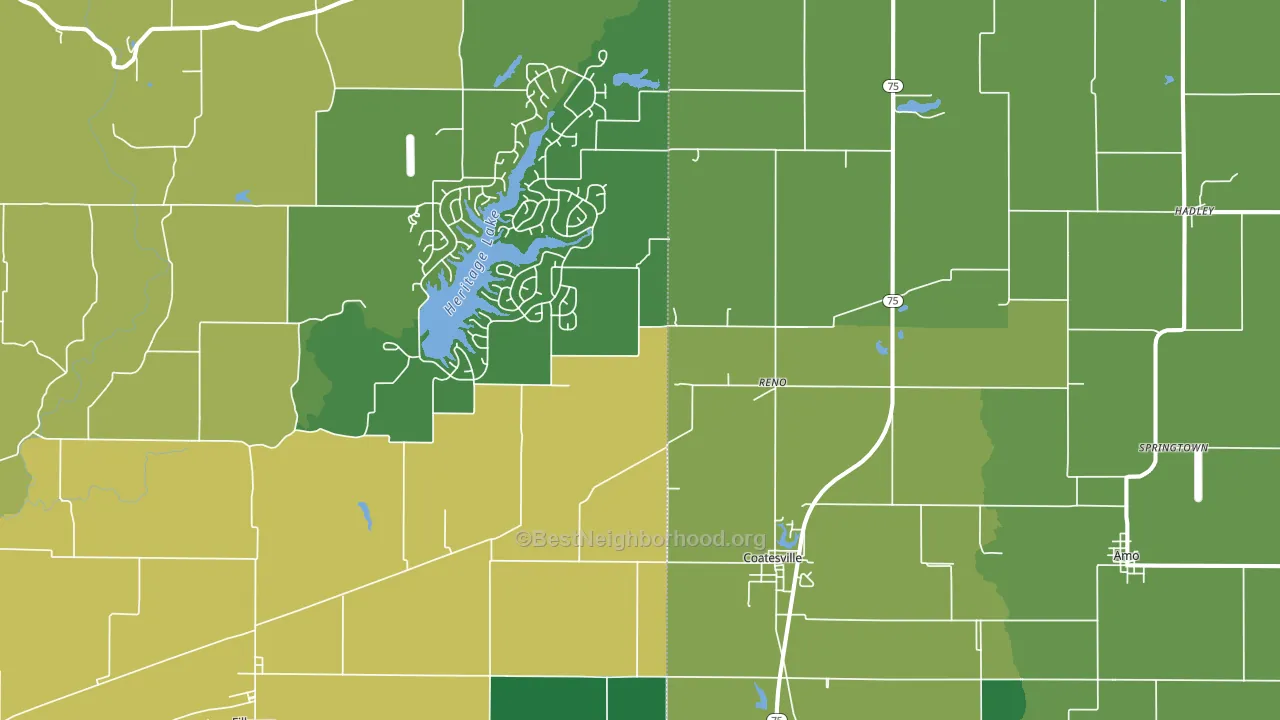 Coatesville, IN block-group voter-turnout map