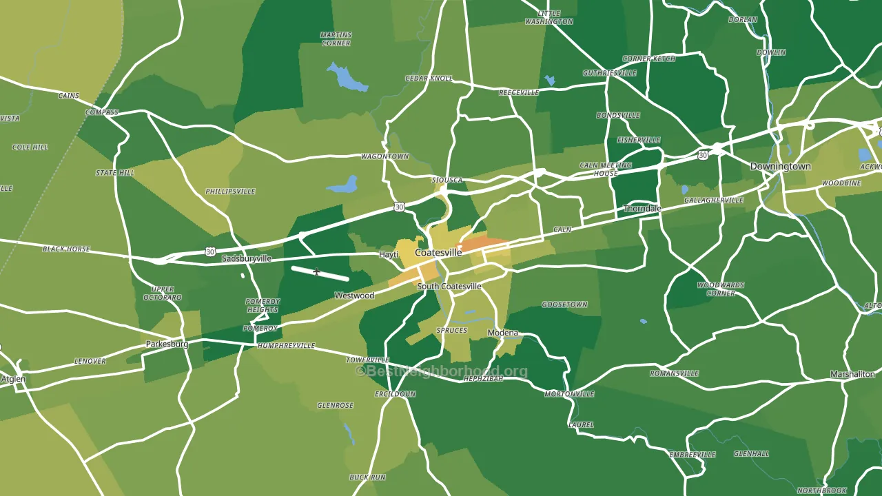 Coatesville, PA block-group voter-turnout map
