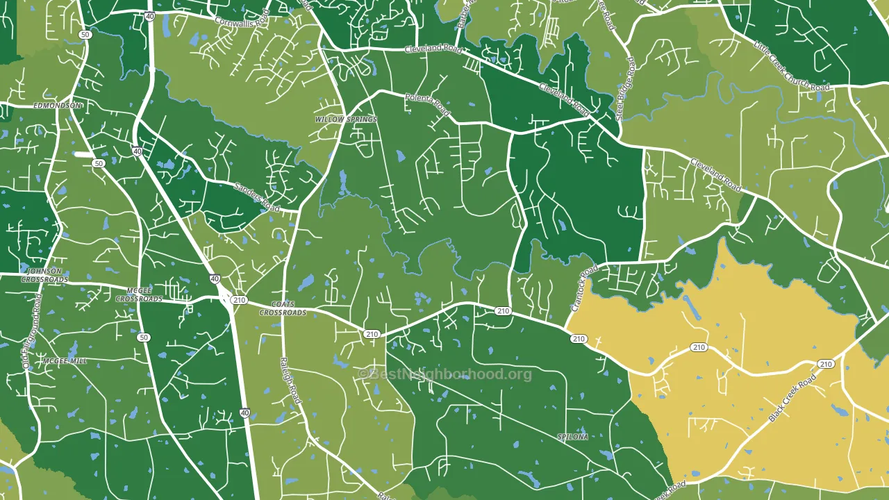 Coats Crossroads, NC block-group voter-turnout map