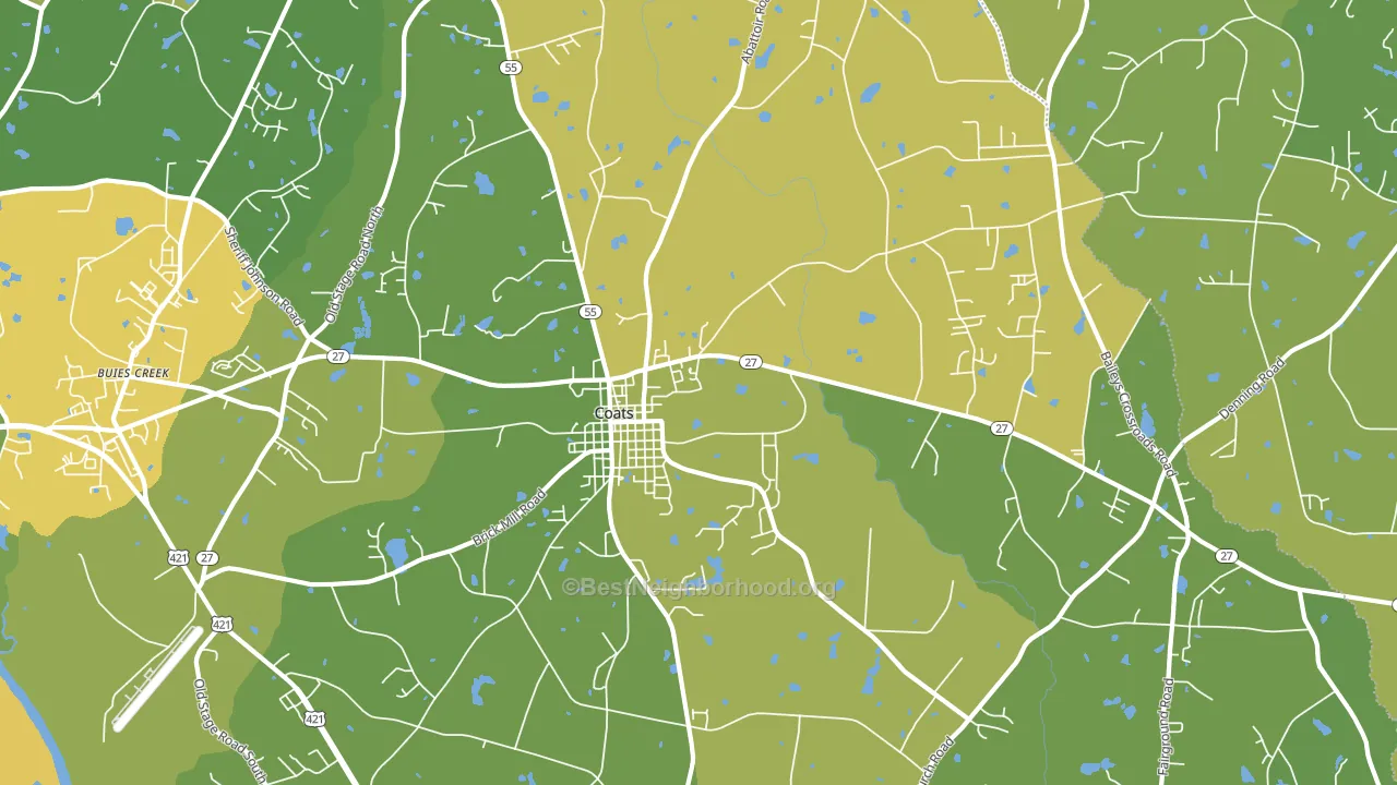 Coats, NC block-group voter-turnout map