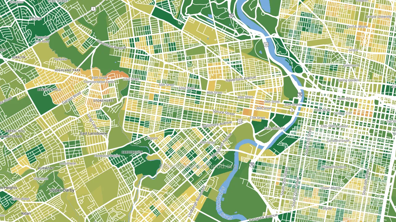 Cobbs Creek, Philadelphia, PA block-group voter-turnout map