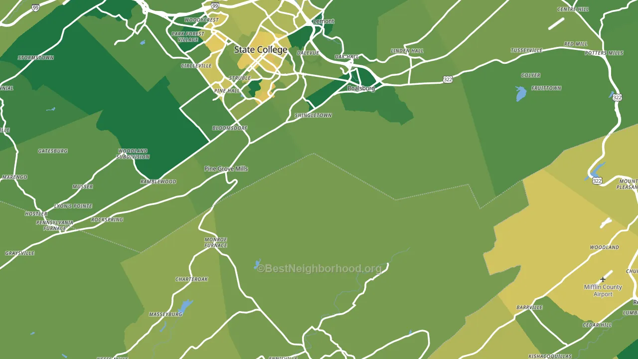 Coburn, PA block-group voter-turnout map